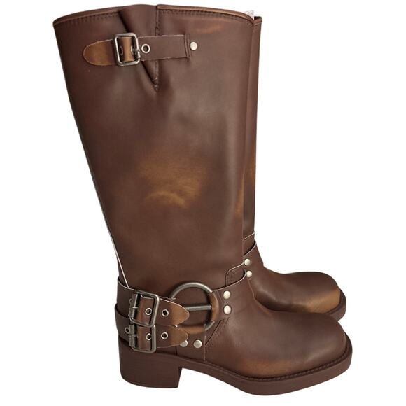 Dwarves Tall Brown Leather Riding Boots Women’s Size 8.5 - Picture 4 of 7